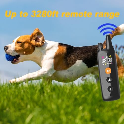 PWireless Dog Training Collar Innovative IP67 Waterproof Stop Barking Device with 3 Training Modes and 2 Channels Rechargeable Remote Control Dog Shock Collar for All Breeds, Black