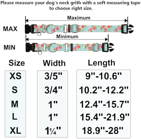 Martingale Collar for Dogs with Buckle No Pull, Green Floral, L