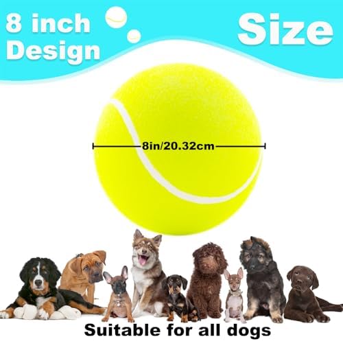 Banfeng Giant 8" Dog Tennis Ball Big Pet Toys Outdoor Sport Ball Interactive Toy for Small Medium Larger Dag(Yellow)