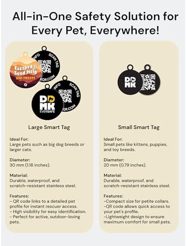 DDMK Smart Pet Tag Set | Includes 3 Tags | QR Code for Instant Alerts| Durable & Waterproof | No Subscriptions or Fees |16-Escaped ! Send Help and Treats