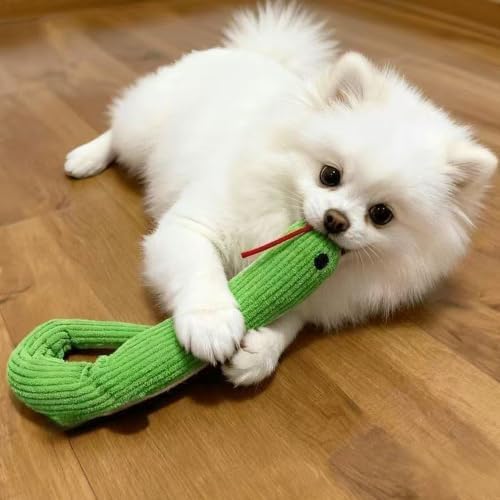Squeaky Snake Dog Toy, Durable Corduroy Interactive Chew Toy for Small Medium Dogs, Soft Plush Teething Toy for Puppy Boredom Relief