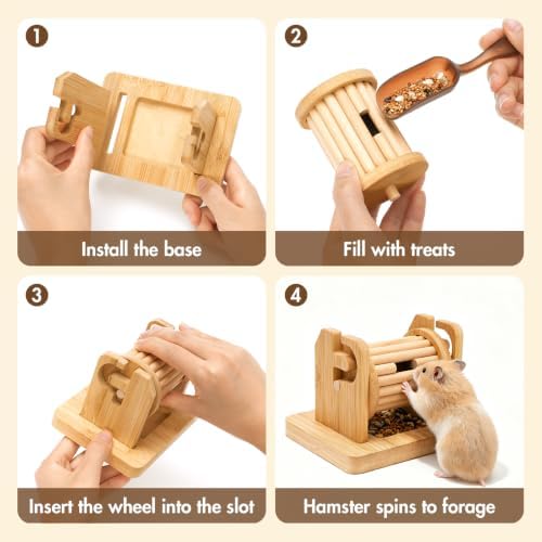 Wooden Hamster Foraging Toy, Interactive Hamster Feeding Toy