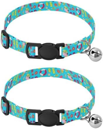 2 Pack Pet Collar Colorful Flip Flops Puppy Collar with Bell, Adjustable Length 10.6" to 17.1"