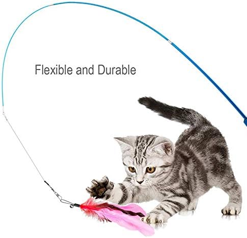 Retractable Cat Wand - Interactive 3-Section Teaser Toy, Fishing Pole Exerciser for Cats and Kittens (Replacement Not Included)