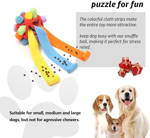 Interactive Snuffle Toys for Dogs, Sniffle Interactive Treat Game Ball, Furry Fellow Snuffle Master, Encouraging Natural Foraging Skills (Red, Triangle)