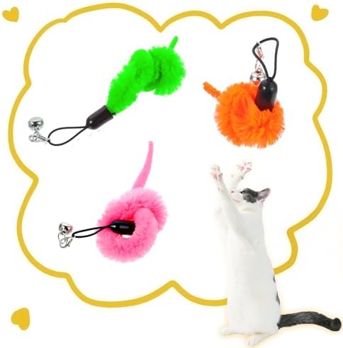 Cat Worms Refills for Wand, 12 PCS Cat Wand Attachments Worms Toy Interactive Kitten Worm Replacements Feather Worm Teaser Refills