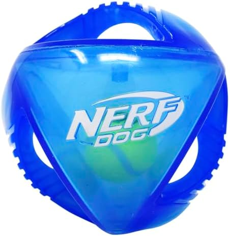 Nerf Dog 5.5in Translucent TPR Rumble Ball with Tri-Twist Handles -Blue