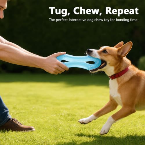 MECOOL Dog Tug of War Toy - Durable TPR Rubber Puller Ring for Aggressive Chewers, Interactive Chew Toy for Medium Large Dogs, Heavy Duty Teething Toy for Tugging & Fetch,Bacon Flavored