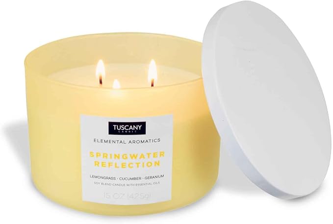 Tuscany Candle Springwater Reflection: Lemongrass Scented Aromatherapy Candle, 15 oz – Elemental Aromatics Collection