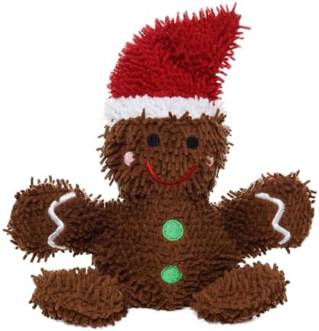MIGHTY Tuffy Microfiber Medium Ball: Gingerbread Man Plush Dog Toy
