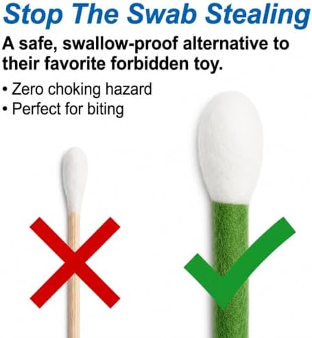 Glaciart One XXL Swabs Cat Toys with Catnip - 2 Pk | Durable for Chew, Cute Cat Toys Interactive Kitty for Boredom, Exercise, & Play | Filled w/Organic Catnip for Anxiety & as Digestive Aid