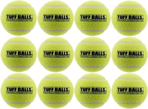 PetSport Giant Tuff Ball - Giant Tennis Balls for Dogs, Great for Boredom & Aggressive Chewers, Toy for Large Dogs, Certified Non-Toxic, Wonâ€™t Wear Down Teeth - 4"(Pack of 12)