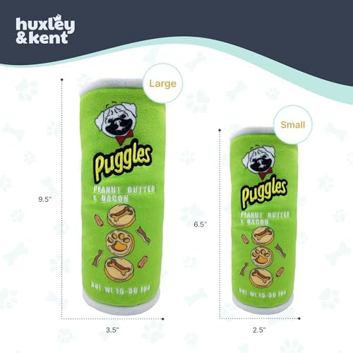 Huxley & Kent Power Plush Squeaky Dog Toy, Puggles Can, Small