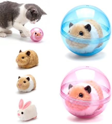 2 Pack Auto-Rolling Cat Ball for Indoor Pet (2, Brown and White Mouse Set)