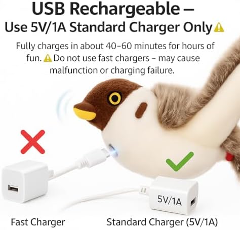 Flying Bird Cat Toy – Remote Control, Flapping Wings & Chirping Sound (Not Flying), USB Rechargeable Motion Toy for Indoor Cats