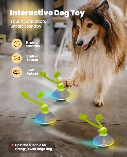 Xeuch Smart Interactive Dog Toys, Automatic Moving and Rolling Dogs Ball with Rope, Motion-Activated Squeaky Ball for Small Medium Dogs for Boredom, RGB Lights, stimulating Sound, Voice Recording