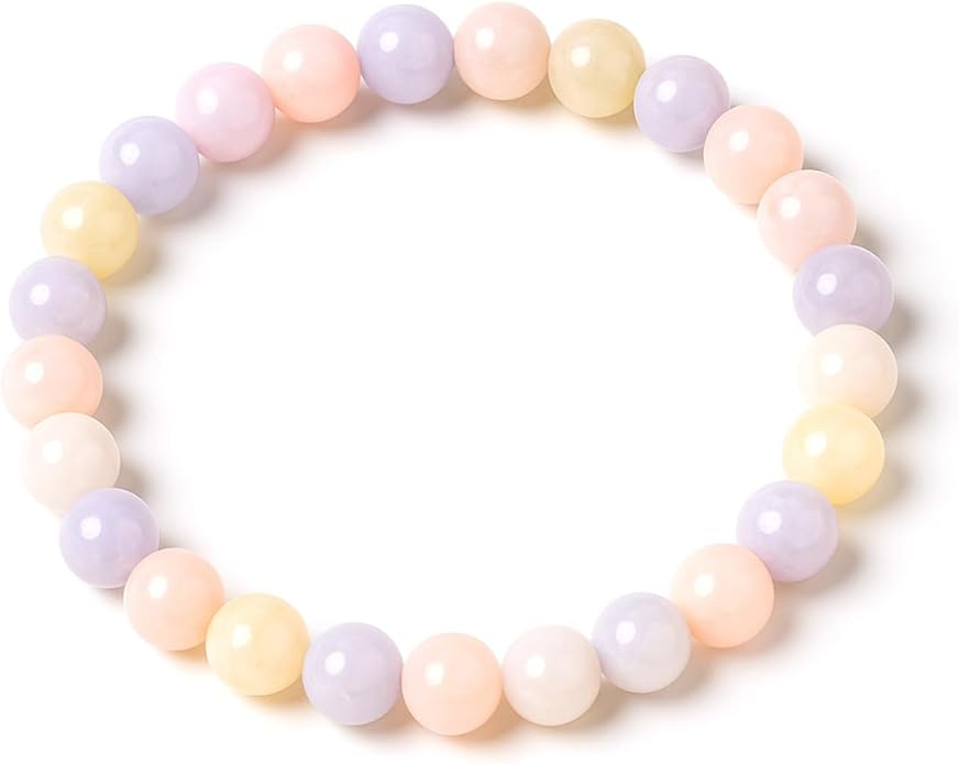 8mm Natural Gemstone Beaded Bracelet for Women, Dainty Round Crystal Stretch Bracelets, Spiritual Healing & Calming Stone Jewelry Gift