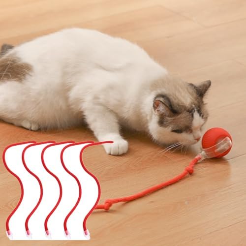 6 Pcs Red Cotton Thread Interactive Cat Toy Ball Replacement Ropes