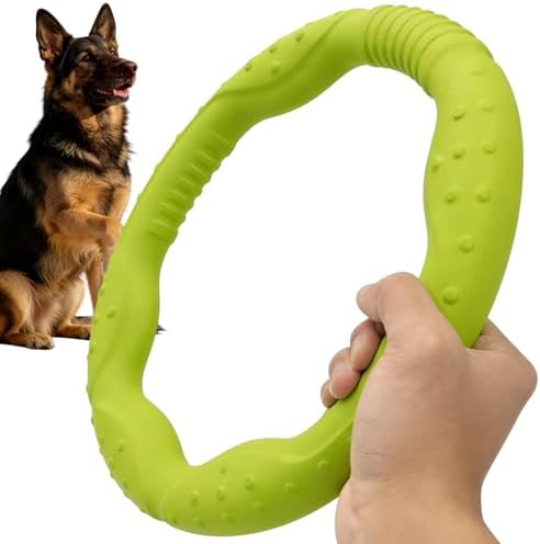 LaRoo Dog Toys for Medium/Large Dogs, Floatable Dog Flying Discs 3 Sizes Pool Toy, Interactive and Tug of War Ring Toy, Funny Fetch Teething Toys (Green, 11.8“)