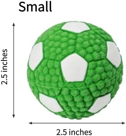 Squeaky Chew Dog Toys Interactive Sports Balls with Squeaker Soft Latex Rubber Bouncy Fetch Ball Toy (Soccer, Volleyball, Football, Tennis) for Puppy & Dog (Soccer-Green,Small)