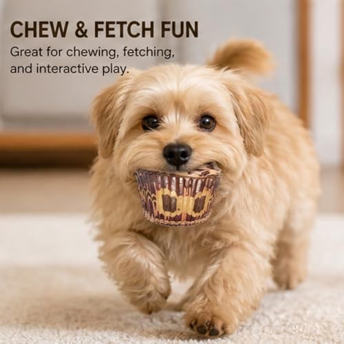 Molaxpet Squeaky Dog Toy Cupcake Rubber Interactive Chew Toy for Pet Dogs