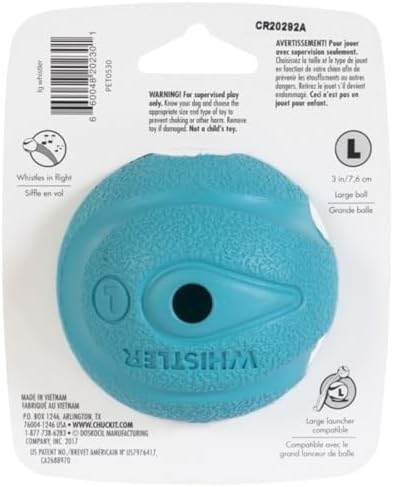 Chuckit! The Whistler Ball Dog Toy, Large 3 Inch, for Dogs 60-100 Pounds