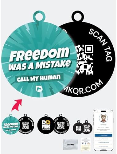 DDMK Smart Pet Tag Set | Includes 3 Tags | QR Code for Instant Alerts | Custom Pet Profiles | Durable & Waterproof | No Subscriptions or Fees |34-Freedom was A Mistake