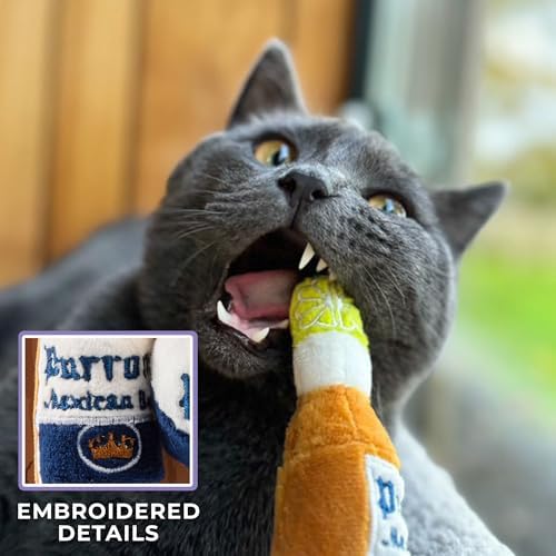 Haute Diggity Kitty Purrrona Beer Bottle + Ball Set, Soft Plush Cat Toys