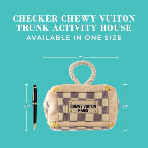 Haute Diggity Dog Chewy Vuiton Trunk Puzzle with 3 Plush Squeaky Dog Toys