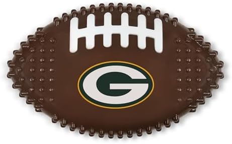 NFL Green Bay Packers Mega- Chew Hard Nylon Bacon-Flavored Dog Bone Football Chew Toy Interactive Tasty Fun Dog Chewy Toys Indestructible Strong Durable Tough Pet Biting Playtoy for Aggressive Chewers