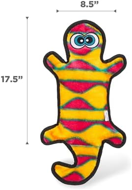 Outward Hound Durablez Large Gecko Stuffing-Free Squeaky Plush Dog Toy for Puppies & Dogs - Interactive, Soft Yet Tough, No Mess, Jumbo Squeaker, Long-Lasting Play, 17.5 inch, Orange