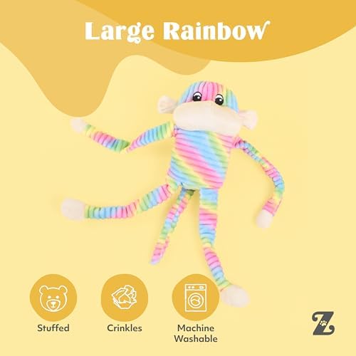 ZippyPaws Crinkle Monkey for Medium-Extra Large Dogs - Large, Rainbow