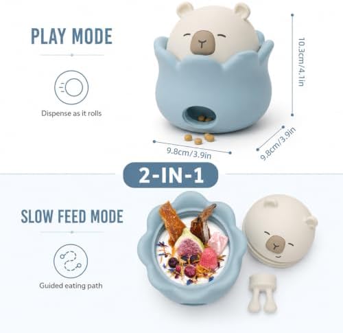 Interactive Dog Puzzle Toy, Freezable Licking&Treat Dispensing | Interactive Slow Feeder, Fill with kibble, or create freezable treats, Suitable for outdoor use, For All Dogs (Blue,Capybara)