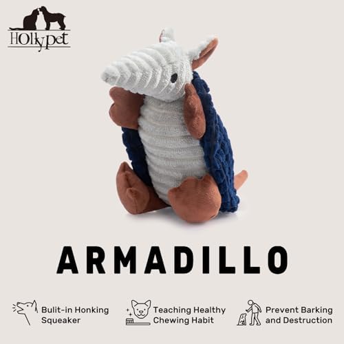 Hollypet Armadillo Squeaky Puppy Dog Toys for Small Medium Dogs, 8"