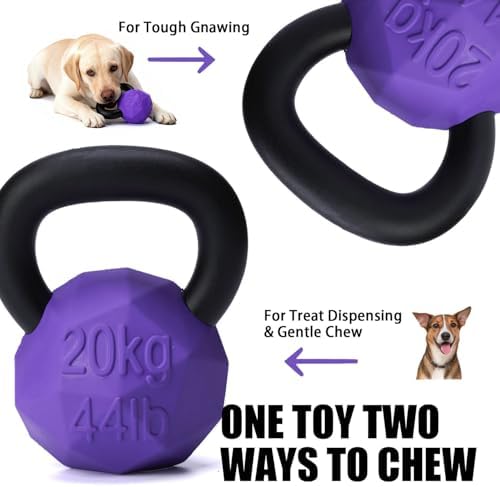 MECOOL Indestructible Dog Toy for Aggressive Chewers - Heavy Duty Chew Ring with Durable Nylon and Treat Dispenser Rubber Base, Interactive Food Puzzle Dog Chew Toy,Large Purple