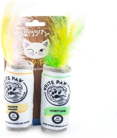 Haute Diggity Kitty White Paw Mango + Lime Cans Set, Soft Plush Cat Toys