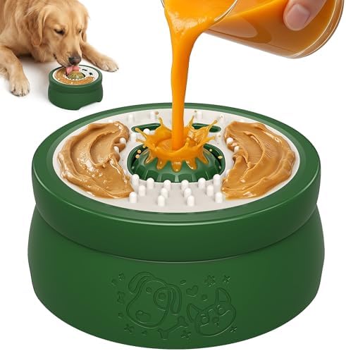 ORDORA Slow Feeder Dog Lick Bowl with Rolling Ball for Liquids and Spreads