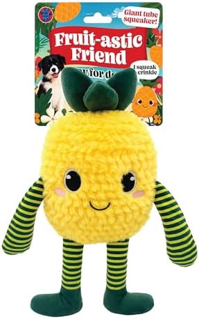 Bow Wow Pet Squeaky Plush Dog Toy with Crinkle, Soft Durable Stuffed Dog Toy for Small & Medium Dogs, Interactive Fetch, Tug & Chew Toy, Engaging Pet Toy for Play, Enrichment & Comfort