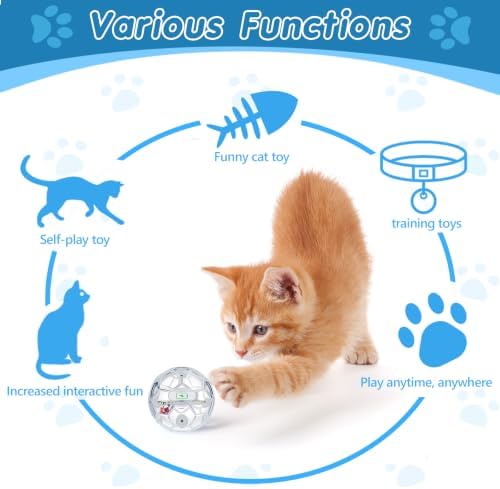Sratte 2 Pcs Rechargeable Light up Cat Ball Ghost Hunting, Blue