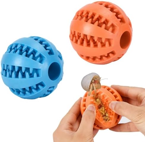 2 Pcs Hermit Crab Toys,Hermit Crab Treat Ball/Feeder Ball,Hermit Crab Wheel are Perfect Decorations and Accessories for Aquariums and Tanks