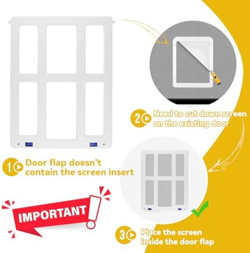 Enjoying Cat Door for Screen Doors, Passage Opening 8.3" x 10.3", Access Freely, Magnetic Swing Flap, Small Pet Door for Sliding Doors Window, Lockable, White