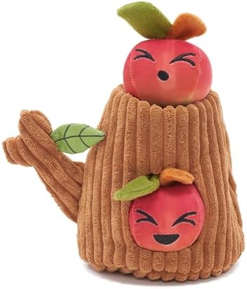 BarkBox Them Apples 3-in-1 Interactive Plush Dog Toy | Squeaky Dog Chew Toy with Crinkle Layers - For Small Dogs and Puppies
