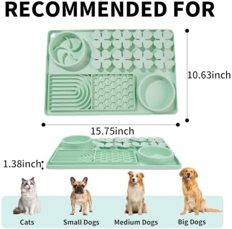 MewaJump Slow Feeder Bowl, 4 in 1 Silicone Lick Mat with Suction Cups for Dog Cat, Snuffle Mat for Pet Smell Training, Puzzle Toys Interactive Sniff Mat for Slow Eating