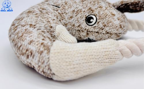 Knit Plush Dog Toys for Small & Medium Dogs – Squeaky Cuddle & Tug Toy | Soft Rope Tugger for Interactive Tug-of-War, Gentle Play, Teething & Snuggle (Horned Tugger)