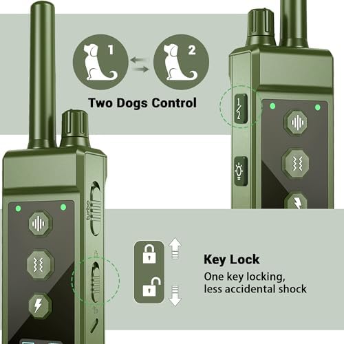 Shock Collar for Dogs - 4265ft Waterproof Training Collar with Flashing Light for Small Medium Large Dogs with Rechargeable Remote, Beep (1-8), Vibration(1-16), Safe Shock(1-99) (Green)