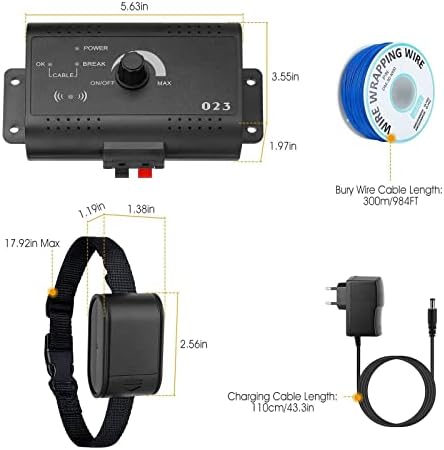 Electric Dog Fence,In-Ground Wired Pet Fence Containment System,656Ft Underground Boundary Wire,with Waterproof/Rechargeable Collar,Shock/Tone Correction,for 123 Dogs,foor2dogs