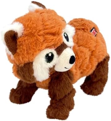 KONG Scampers Wildlife Plush Dog Toy with Low Tone Squeaker (Lion/Red Panda Combo)
