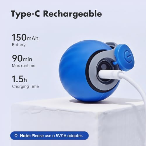 Petgravity Speedy Sprint Ball Toy for Cat Type-C Rechargeable Interactive Cats Toy (Blue 2.0)