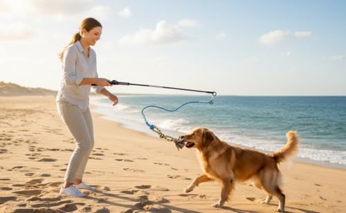 Flirt Pole for Dogs Interactive Chase Toy for Large Medium Small Puppy Dogs | For Chase and Tug of War, Dog Teaser Wand with Lure, Chewing Toy, for Outdoor Exercise & Training,Easy to Use,Carry, Sturdy