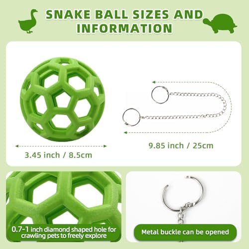 Turtle Foraging Feeder Ball with Hanging Chain – Turtles Feeding Toy, Interactive Reptile Toy for Aquatic Turtles and Tortoises, Fruit & Vegetable Holder for Box Turtle Habitat Accessories
